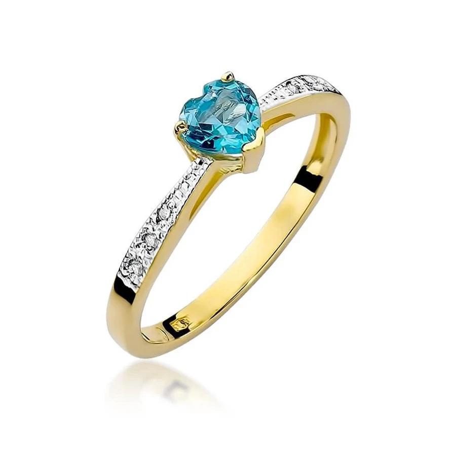 Złoty Pierścionek 585 z diamentem topaz 0,30ct