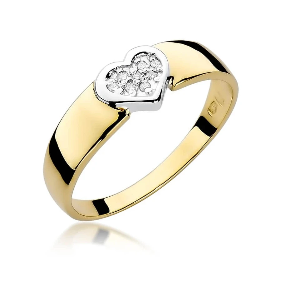 Złoty Pierścionek 585 z diamentem brylant 0,04ct