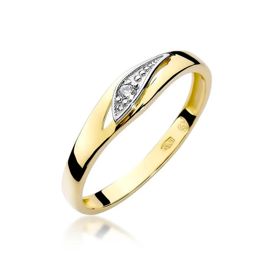 Złoty Pierścionek 585 z diamentem brylant 0,03ct