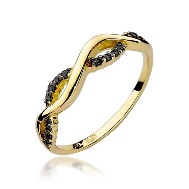 Gold Ring 585 mit Diamant Diamant Schwarz 0.07ct