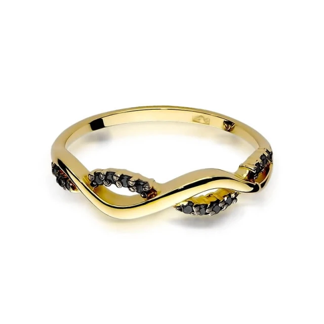 Gold Ring 585 mit Diamant Diamant Schwarz 0.07ct