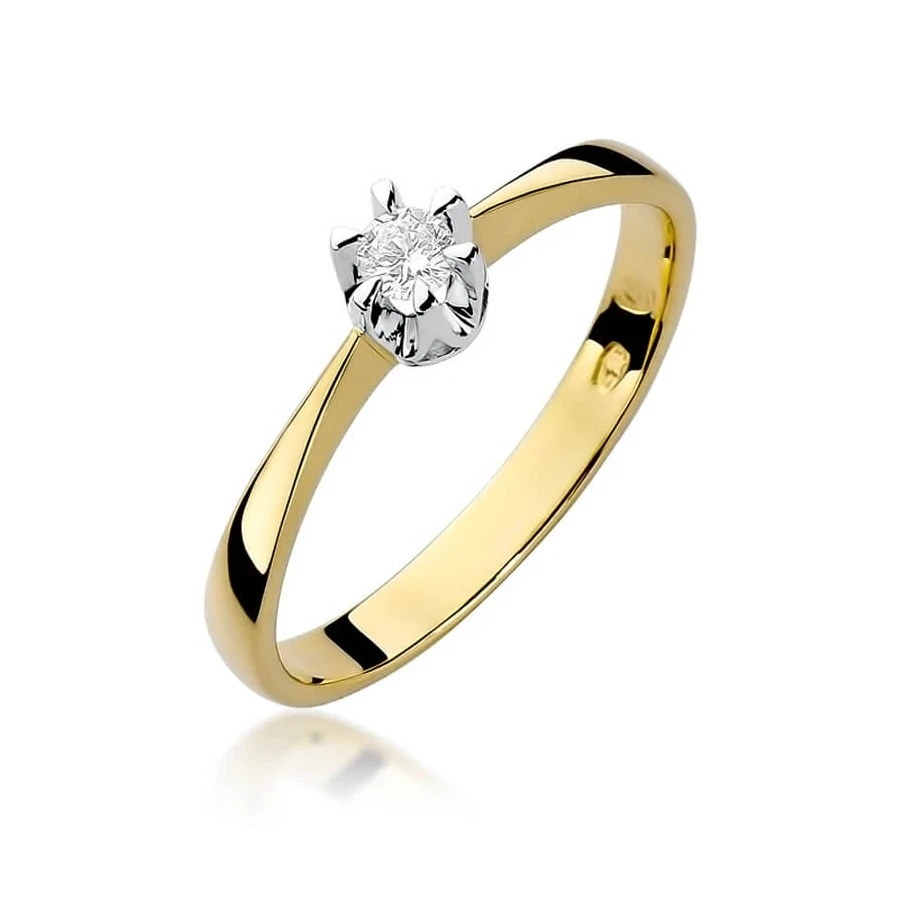 Złoty pierścionek z diamentem EY-111 0,10ct