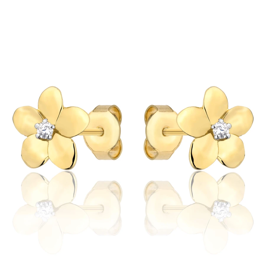 Goldene Ohrringe mit Zirkoniafeder FLOWERS K2.1174 | ergold