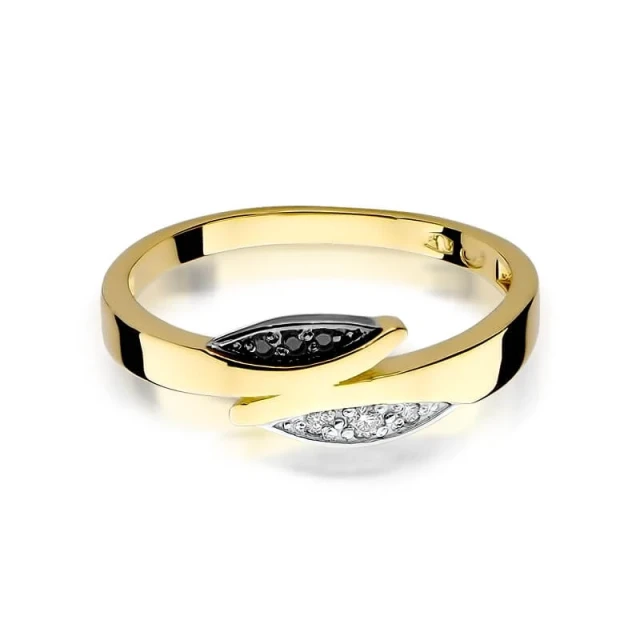 Gold Ring 585 mit Diamant Diamant Weiß 0.03 Schwarz 0.02ct