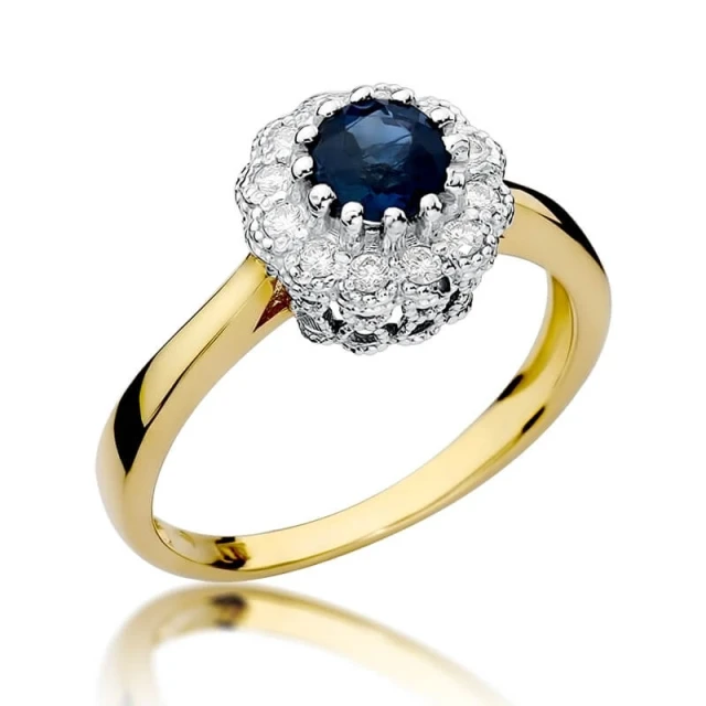 Goldring 585 mit Diamant Saphir 0.50ct