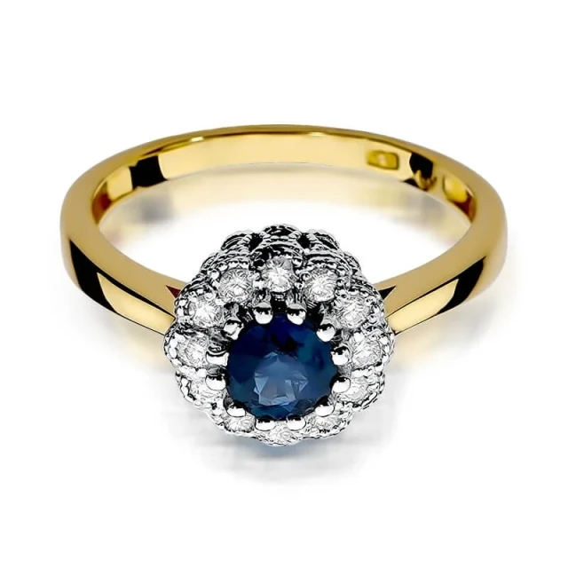 Goldring 585 mit Diamant Saphir 0.50ct