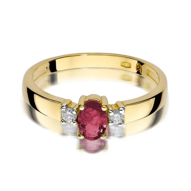 Gold Ring 585 mit Diamant Rubin 0,60ct