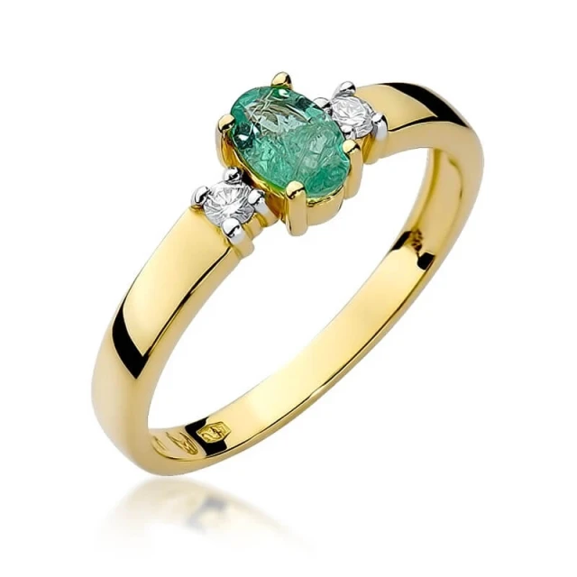 Gold Ring 585 mit Diamant Smaragd 0.40ct