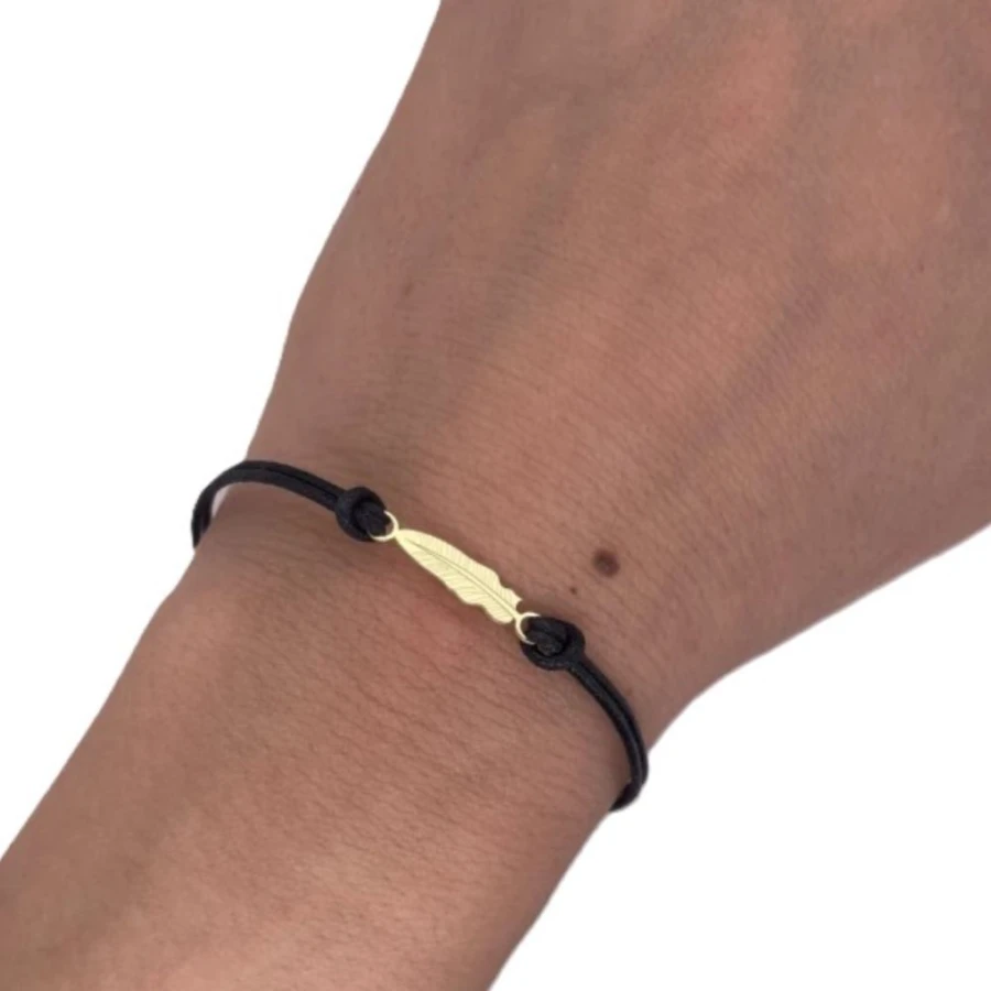 Vergoldetes Armband Schwarze Saite FEATHER SBZ32| ergold