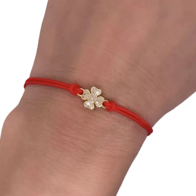 Vergoldetes Armband Red String CLOVER