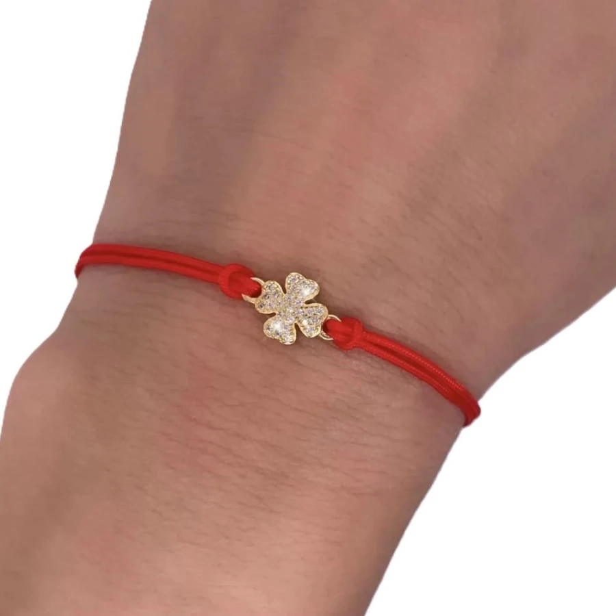 Vergoldetes Armband Red String CLOVER SBZ19 | ergold