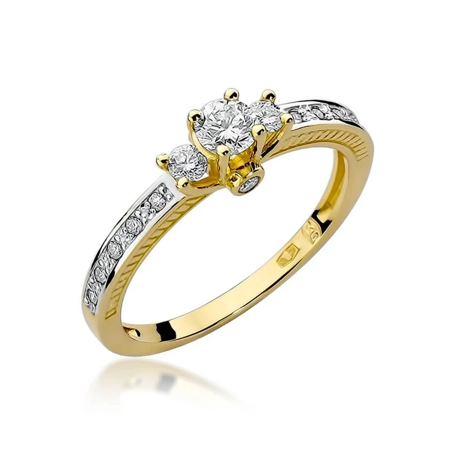 Złoty Pierścionek 585 z diamentem brylant 0,42ct