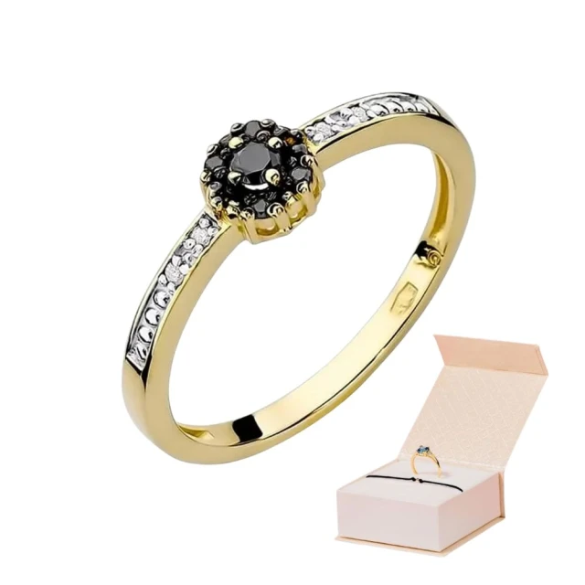 Gold Ring 585 mit Diamant Diamant Schwarz 0.06 Weiß 0.03ct