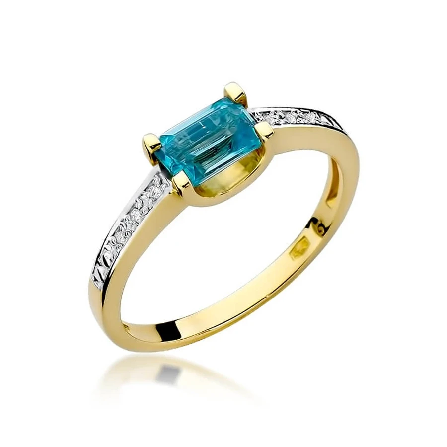 Złoty Pierścionek 585 z diamentem topaz 0,65ct