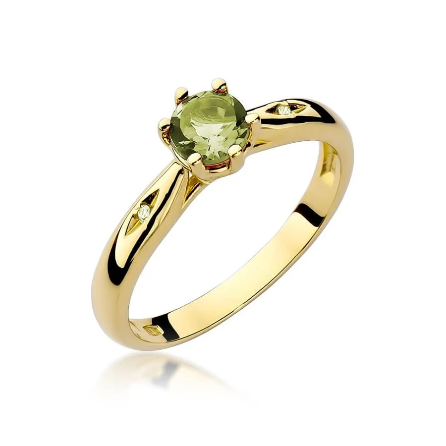Złoty pierścionek z diamentem EY-74 oliwin