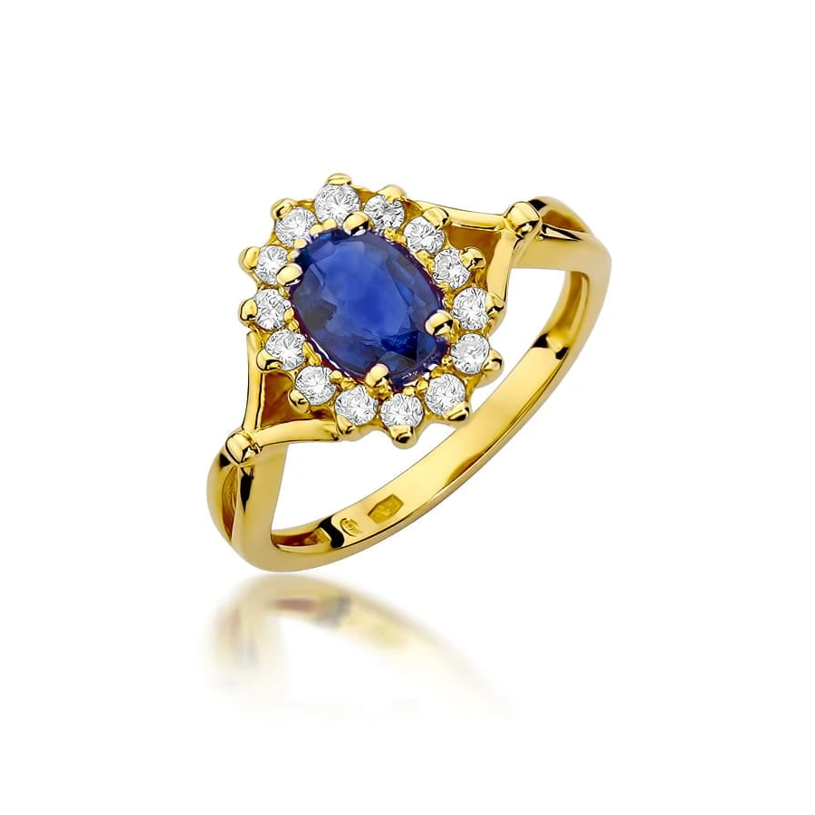 Goldener Diamantring EY-76 Saphir | ergold