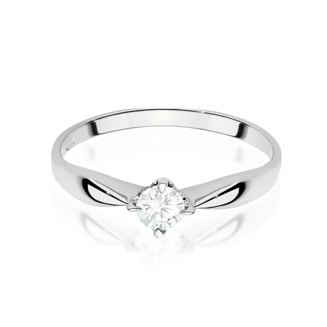 Złoty pierścionek diament laboratoryjny 0,15 ct białe złoto