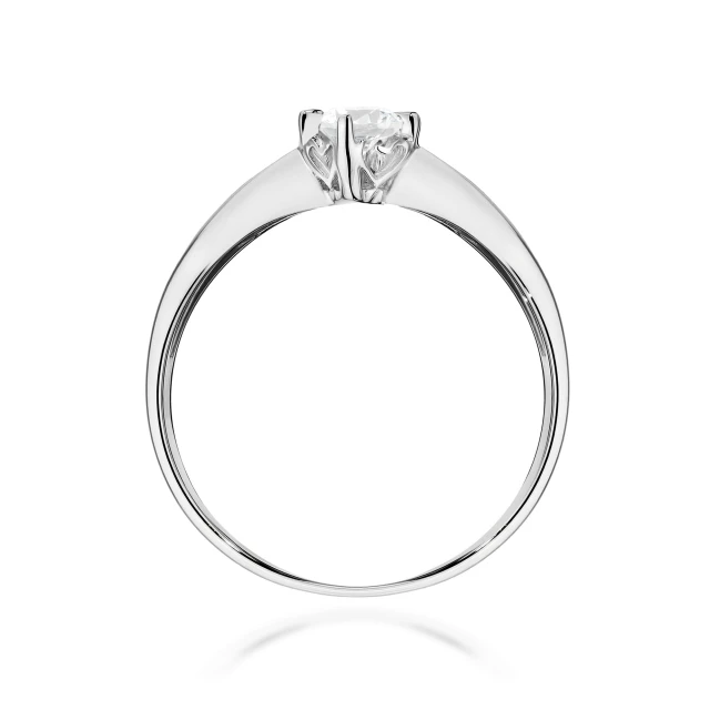Złoty pierścionek diament laboratoryjny 0,15 ct białe złoto