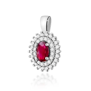 Złota Zawieszka Rubin  0,60ct białe złoto | ERgold