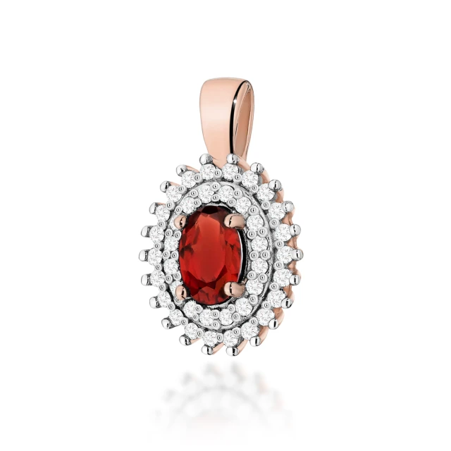 Złota Zawieszka Granat  0,50ct różowe złoto