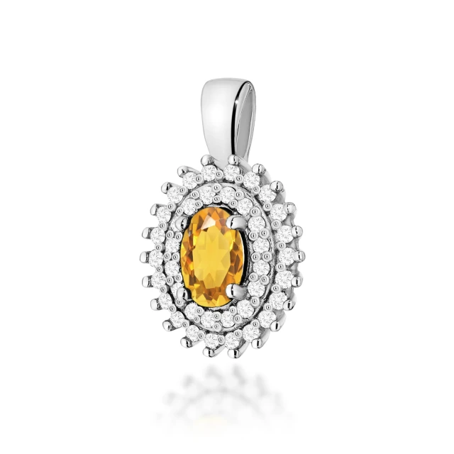Złota Zawieszka Cytryn  0,60ct białe złoto