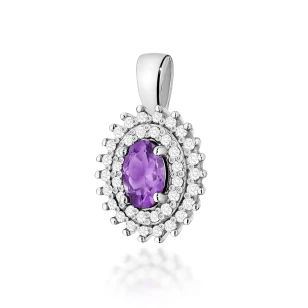 Złota Zawieszka Ametyst 0,40ct białe złoto | ERgold