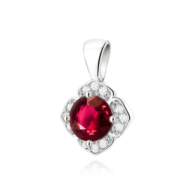 Złota Zawieszka Rubin  0,60ct białe złoto