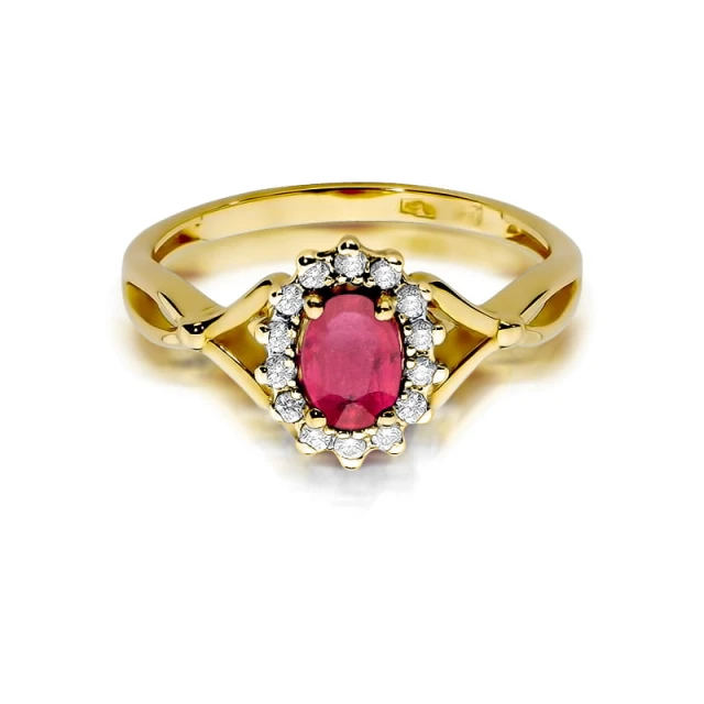 Gold Ring 585 mit Diamant Rubin 0,60ct