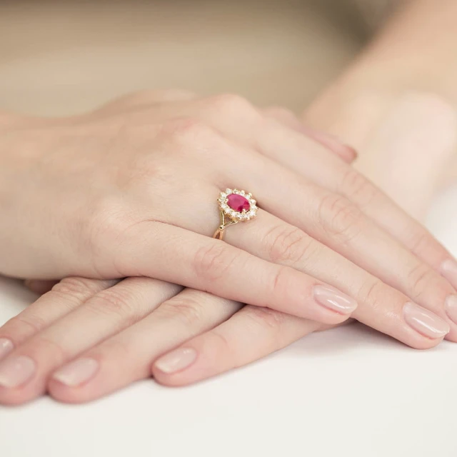 Gold Ring 585 mit Diamant Rubin 0,60ct