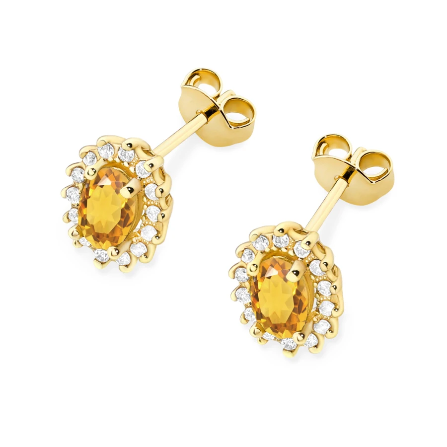 Złote kolczyki z diamentami 585  Cytryn 0,60ct | ERgold