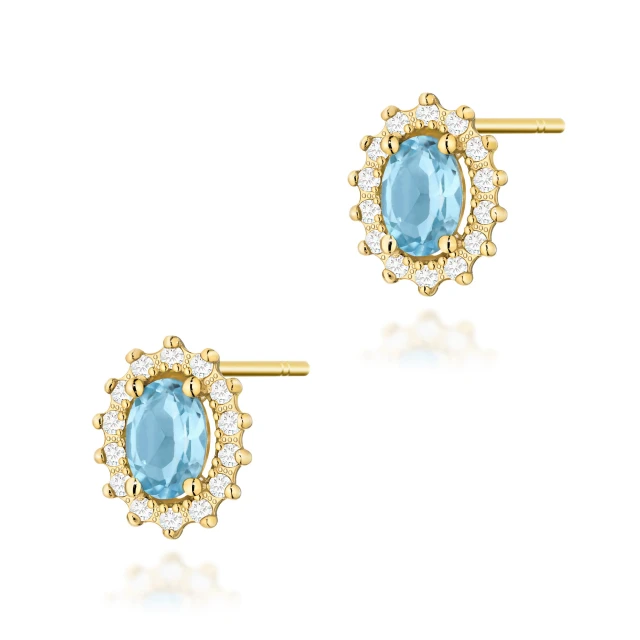 Złote kolczyki z diamentami 585  Topaz 0,50ct