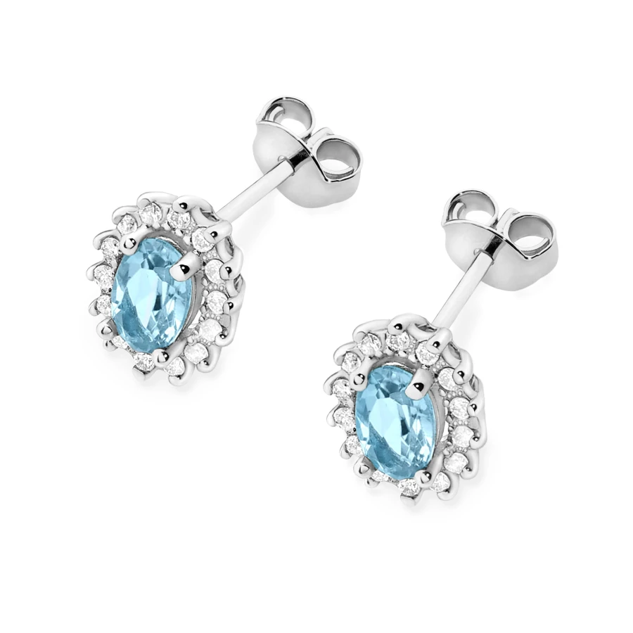Złote kolczyki z diamentami 585  Topaz 0,50ct białe złoto | ERgold