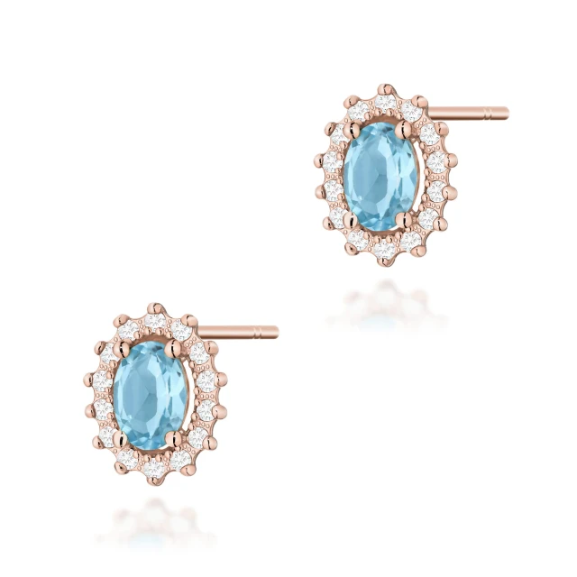 Złote kolczyki z diamentami 585  Topaz 0,50ct różowe złoto