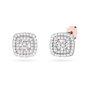 Złote kolczyki 585 z diamentami laboratoryjnymi 0,30ct różowe złoto VS2 F | ERgold