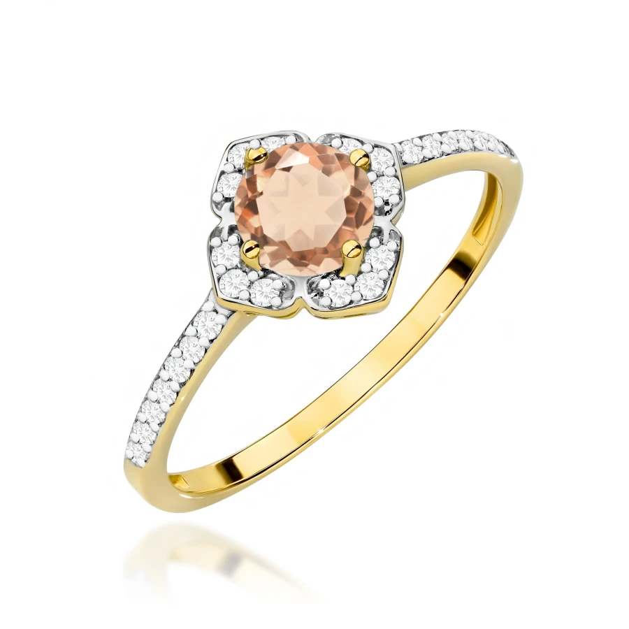 Złoty Pierścionek z diamentami 585 Morganit 0,40 ct | ERgold