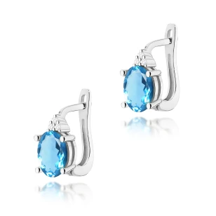 Złote kolczyki z diamentami 585 Topaz  0,90ct białe złoto | ERgold