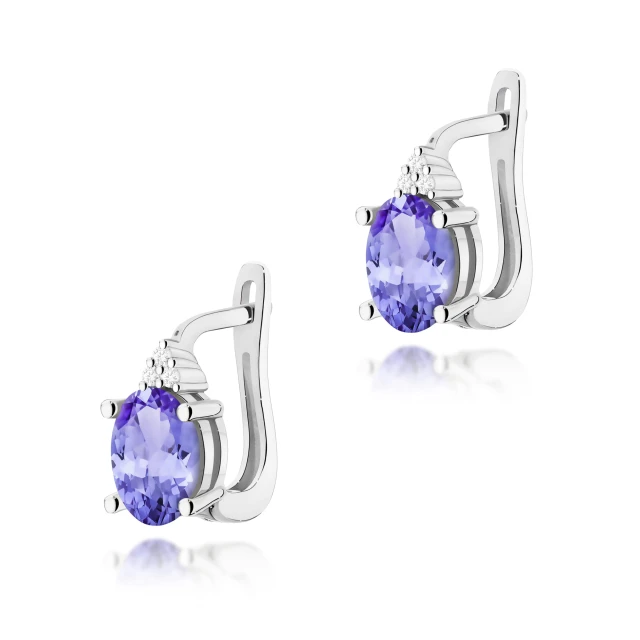 Złote kolczyki z diamentami 585 Tanzanit  0,70ct białe złoto