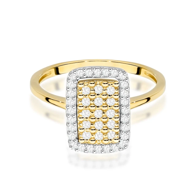 Złoty Pierścionek 585 z diamentami dwa kolory złota Certyfikat 0,27ct