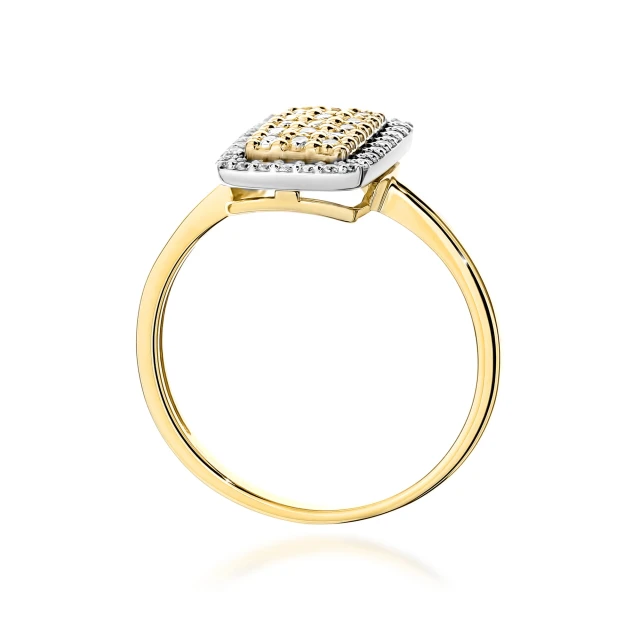 Złoty Pierścionek 585 z diamentami dwa kolory złota Certyfikat 0,27ct