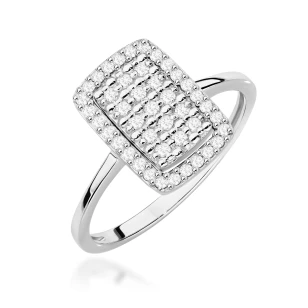 Złoty Pierścionek 585 z diamentami białe złoto Certyfikat 0,27ct | ERgold
