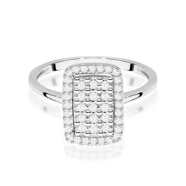 Złoty Pierścionek 585 z diamentami białe złoto Certyfikat 0,27ct