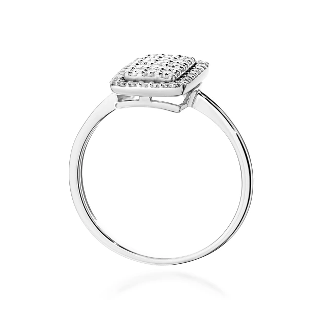 Złoty Pierścionek 585 z diamentami białe złoto Certyfikat 0,27ct