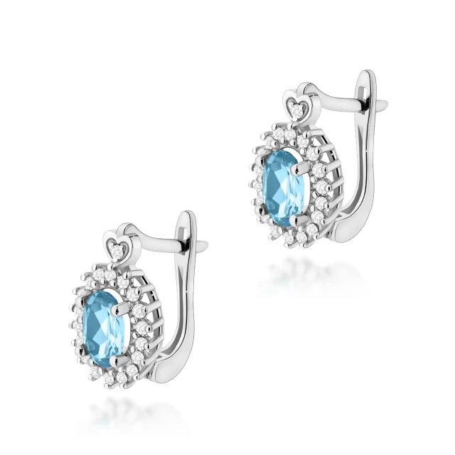 Złote kolczyki z diamentami 585 Topaz 2x 0,50ct białe złoto