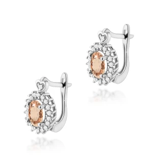 Złote kolczyki z diamentami 585 Morganit 2x 0,40ct białe złoto  | ERgold