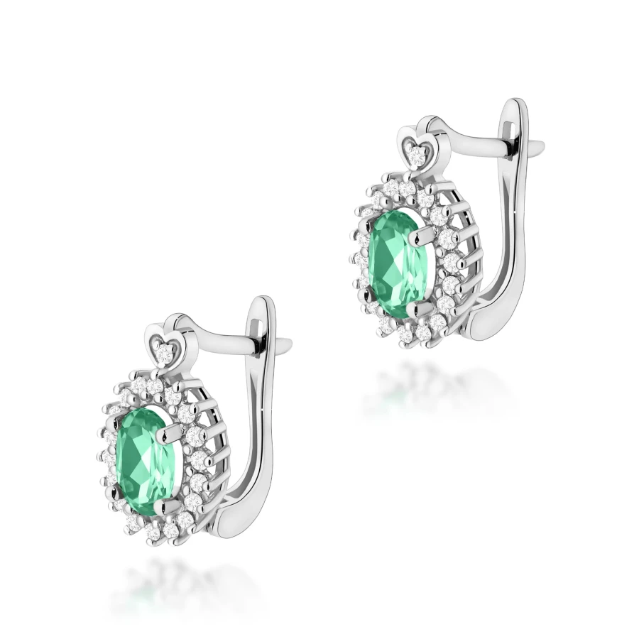 Złote kolczyki z diamentami 585 Szmaragd 2x 0,40ct białe złoto | ERgold