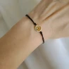 Vergoldetes Armband Schwarze Saite HEART in CIRCLE SBZ22 | ergold