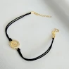 Vergoldetes Armband Schwarze Saite HEART in CIRCLE SBZ22 | ergold