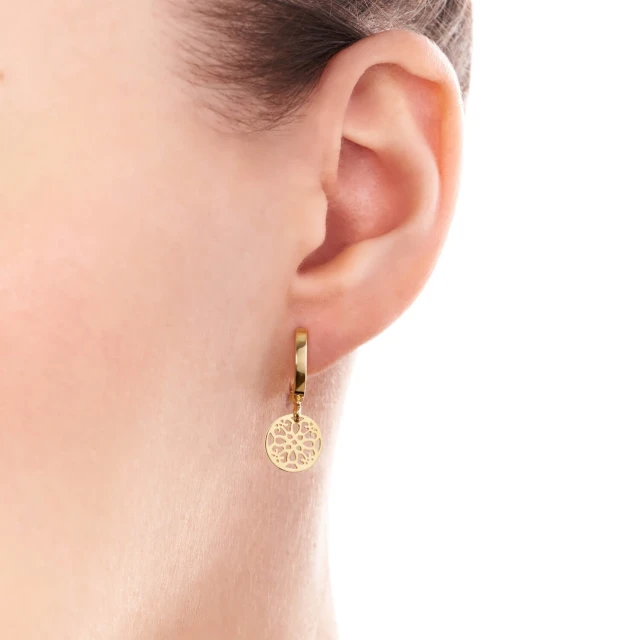 Gold Hängende Ohrringe Marokko Muster 585