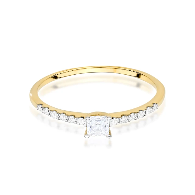 Złoty Pierścionek 585 z diamentami 0,15ct VS2 G