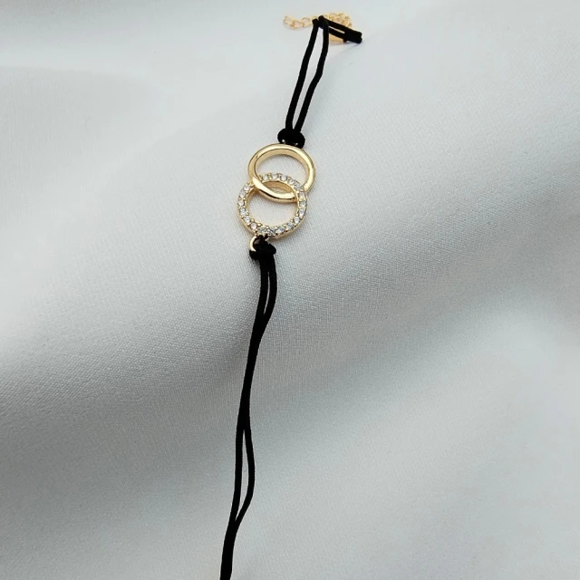 Vergoldetes Armband Schwarze Schnur RÄDER